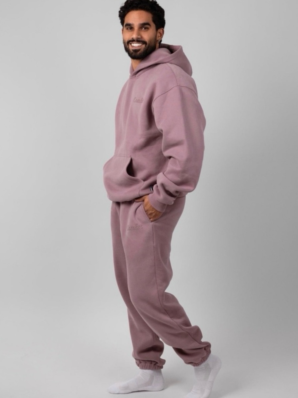 CMFRT unisex minimalist hoodie and sweatpants heavy weight set in orchid